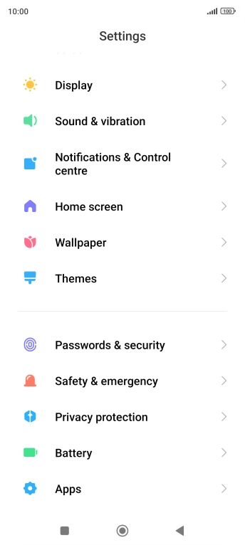 Press Notifications & Control centre.