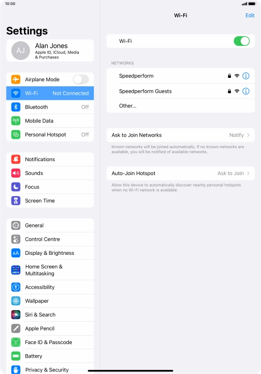 Press the required WiFi network and key in the password for the WiFi network.