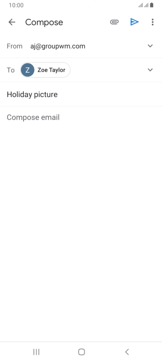 Press the text input field and write the text for your email. Press the text input field and write the text for your email.