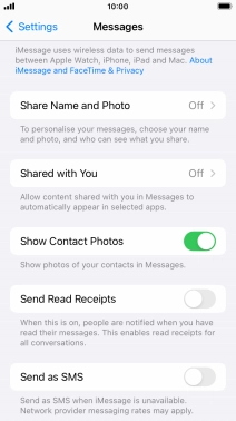 Press the indicator next to 'Send as SMS' to turn the function on or off.