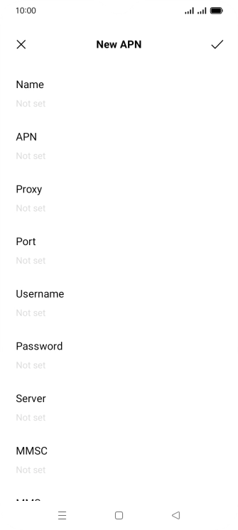 Press the field below 'Name' and key in O2 UK MMS.