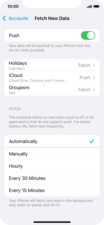 Press the indicator next to 'Push' to turn the function on or off.