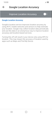 If you press the indicator next to 'Improve Location Accuracy' to turn on the function, your phone can find your exact position using the GPS satellites, the mobile network and nearby WiFi networks. Satellite-based GPS requires a clear view of the sky.