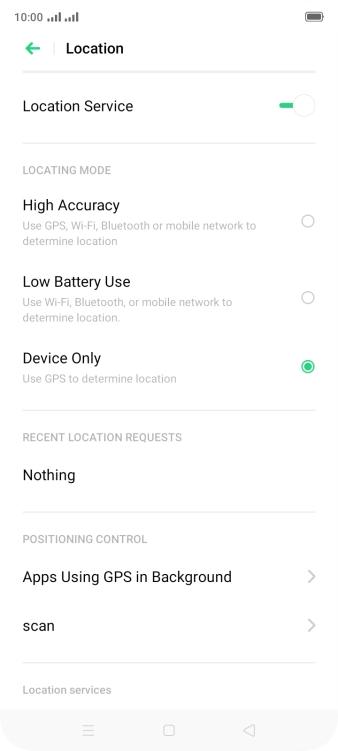 If you select High Accuracy, your phone can find your exact position using the GPS satellites, the mobile network and nearby WiFi networks. Satellite-based GPS requires a clear view of the sky.