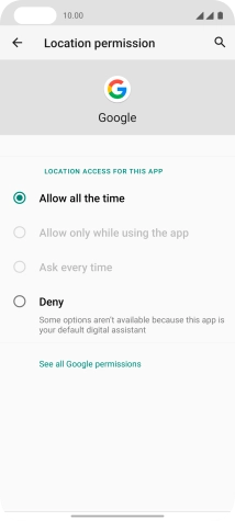 Press the required setting.
