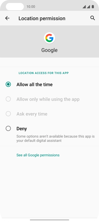Press the required setting.