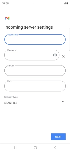 Press the field below 'Server' and key in the name of your email provider's incoming server.