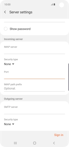 Press the field below 'SMTP server' and key in the name of your email provider's outgoing server.