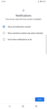 Press the required setting.