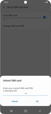 Key in your SIM PIN and press OK. The default SIM PIN is 0000.