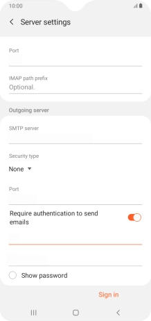 Press the second field below 'Require authentication to send emails' and key in the password for your email provider's outgoing server.