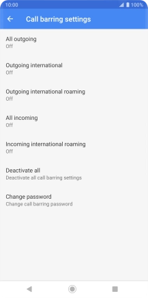 Press the required barring type.