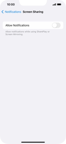 Press the indicator next to 'Allow Notifications' to turn the function on or off.