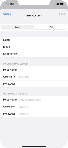 Press Username and key in the username for your email account.