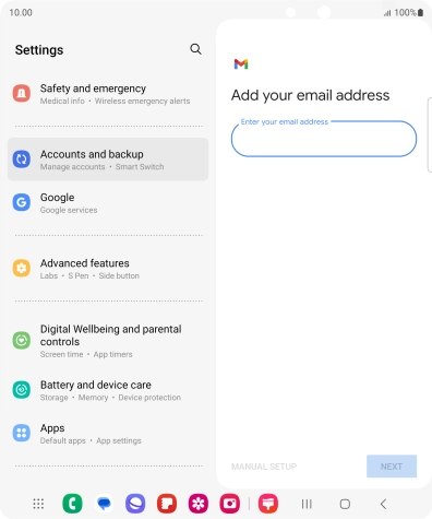 Press the field below 'Enter your email address' and key in your email address.