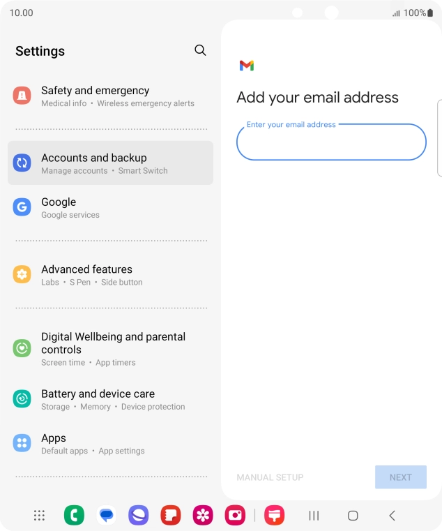 Press the field below 'Enter your email address' and key in your email address.