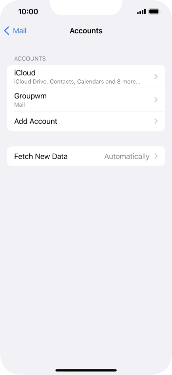 Press the name of the email account you've just set up. Press the name of the email account you've just set up.