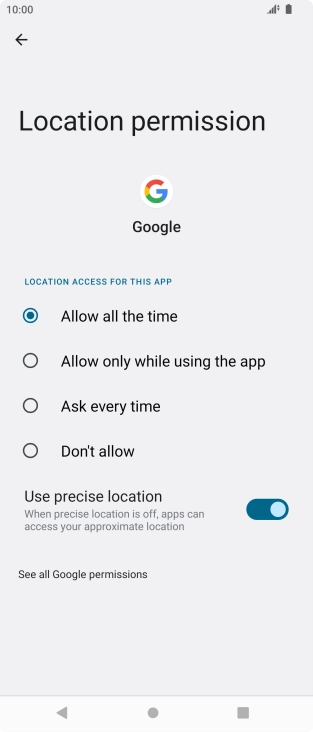 Press the required setting. Press the required setting.