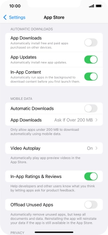 Press the indicator next to 'Offload Unused Apps' to turn the function on or off.