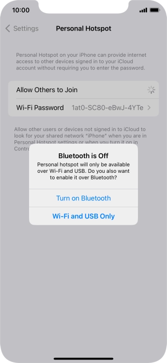 If WiFi is turned on, press Wi-Fi and USB Only.