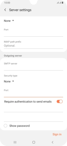 Press the indicator next to 'Require authentication to send emails' to turn on the function.