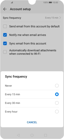 Press the required setting.