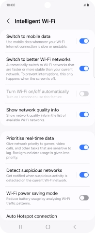 Press the indicator next to 'Switch to mobile data' to turn the function on or off.