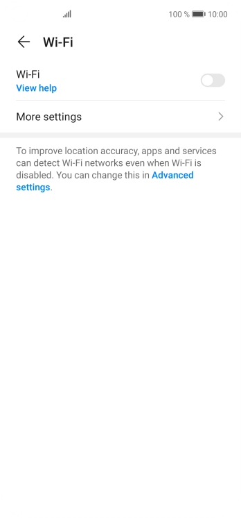 Press the indicator next to 'Wi-Fi' to turn on the function.