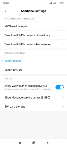 Press Short Message service center (SMSC).