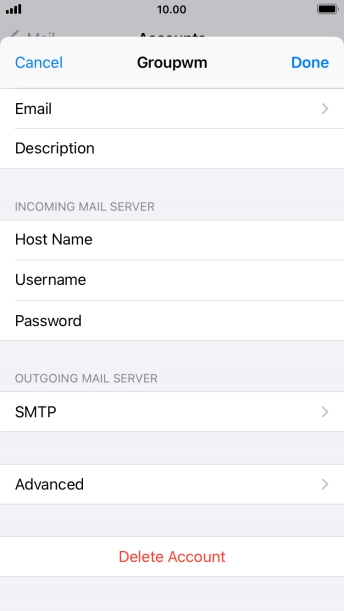 Press SMTP.