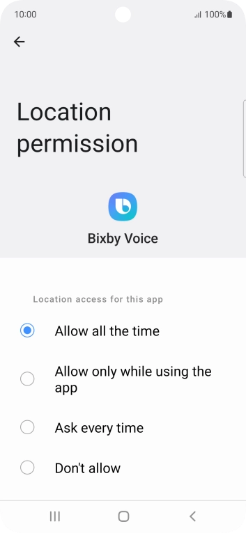 Press the required setting. Press the required setting.