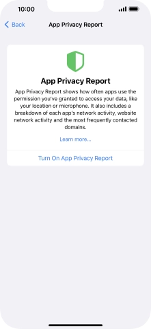 Press Turn On App Privacy Report to turn on the function.