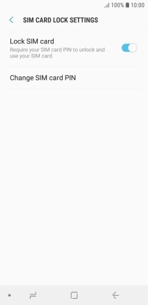 Press the indicator next to 'Lock SIM card' to turn the function on or off.