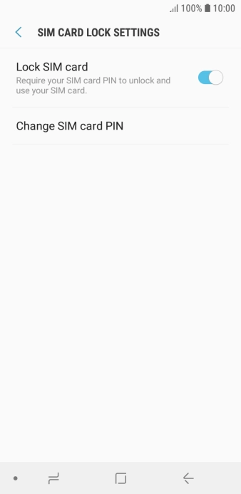 Press the indicator next to 'Lock SIM card' to turn the function on or off.