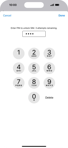 Key in your SIM PIN and press Done. The default SIM PIN is 0000.