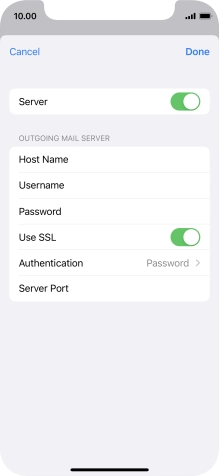 Press the indicator next to 'Use SSL' to turn off the function.