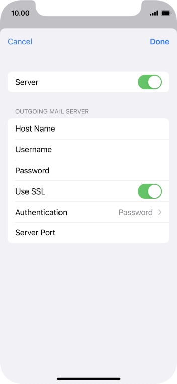 Press the indicator next to 'Use SSL' to turn off the function.