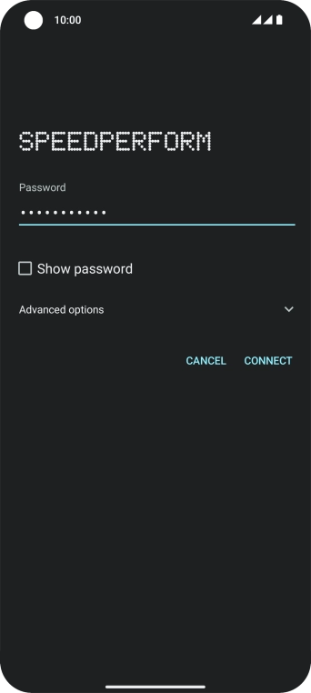 Key in the password for the WiFi network and press CONNECT.