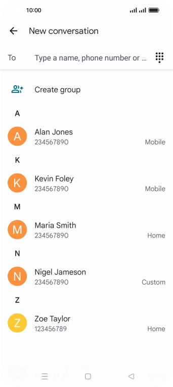Press the search field and key in the first letters of the recipient's name. Press the search field and key in the first letters of the recipient's name.