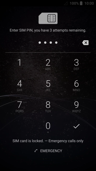 Key in your SIM PIN and press the confirm icon. The default SIM PIN is 0000.