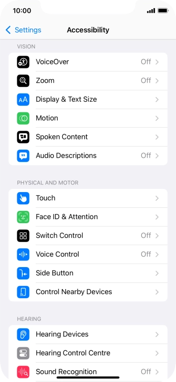 Press the required category below 'VISION' and follow the instructions on the screen to select the required settings. Press the required category below 'VISION' and follow the instructions on the screen to select the required settings.