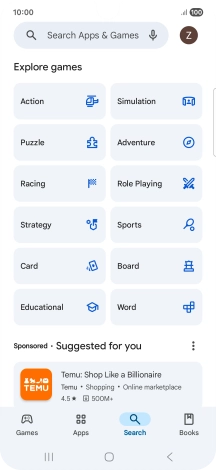 Press the search field.