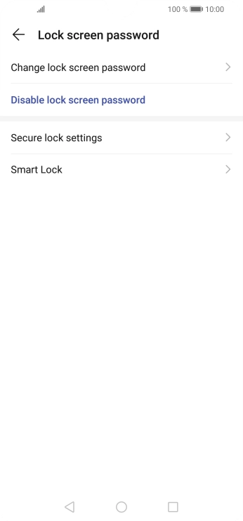 Press Disable lock screen password.