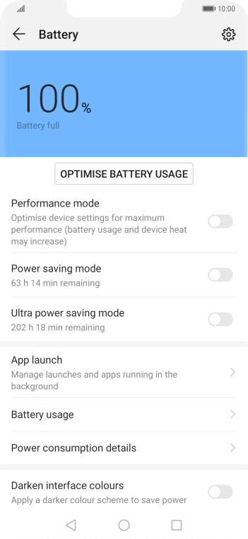 Press the indicator next to the required setting to turn on the function.