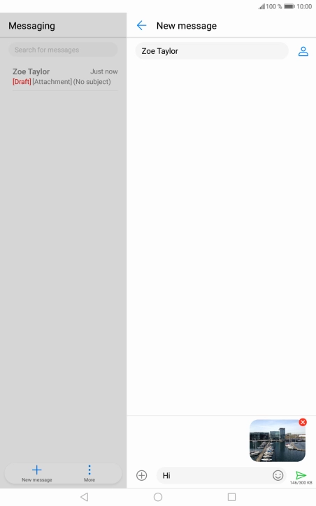 Press the send icon when you've finished your picture message.