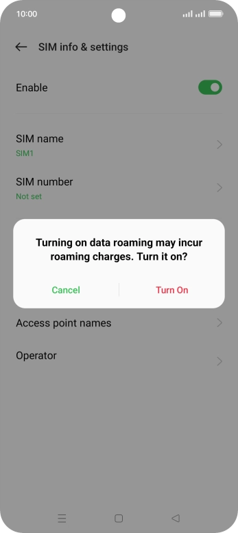 If you turn on the function, press Turn On. If you turn on the function, press Turn On.