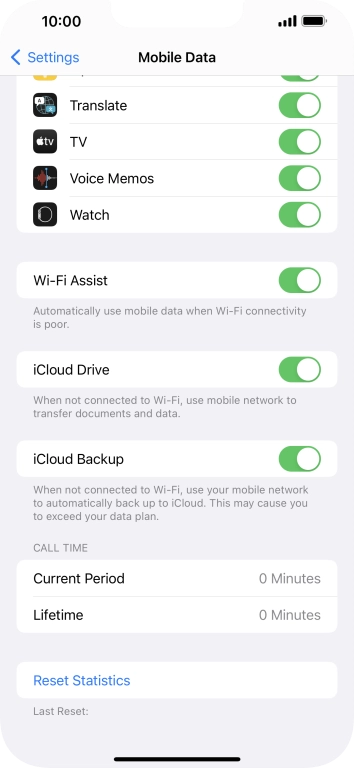 Press the indicator next to 'Wi-Fi Assist' to turn the function on or off. Press the indicator next to 'Wi-Fi Assist' to turn the function on or off.