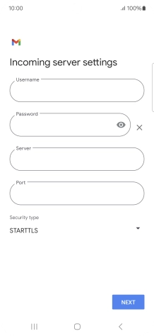 Press the field below 'Username' and key in the username for your email account.