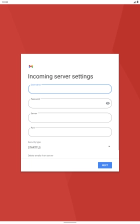 Press the field below 'Server' and key in the name of your email provider's incoming server.