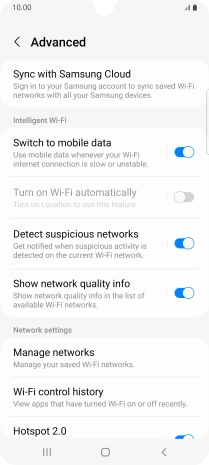 Press the indicator next to 'Switch to mobile data' to turn the function on or off.